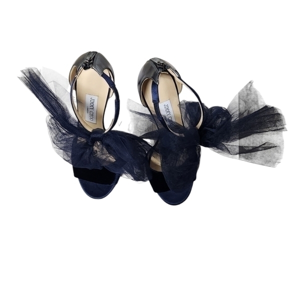 Jimmy Choo Navy Blue Heels with Tulle Detail - Picture 9 of 16